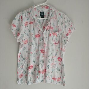 Laura Ashley Sleep Shirt Women XL Pink White Bow Flaminco Short Sleeve Novelty